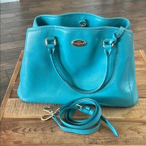 Coach Turquoise Leather Tote Bag